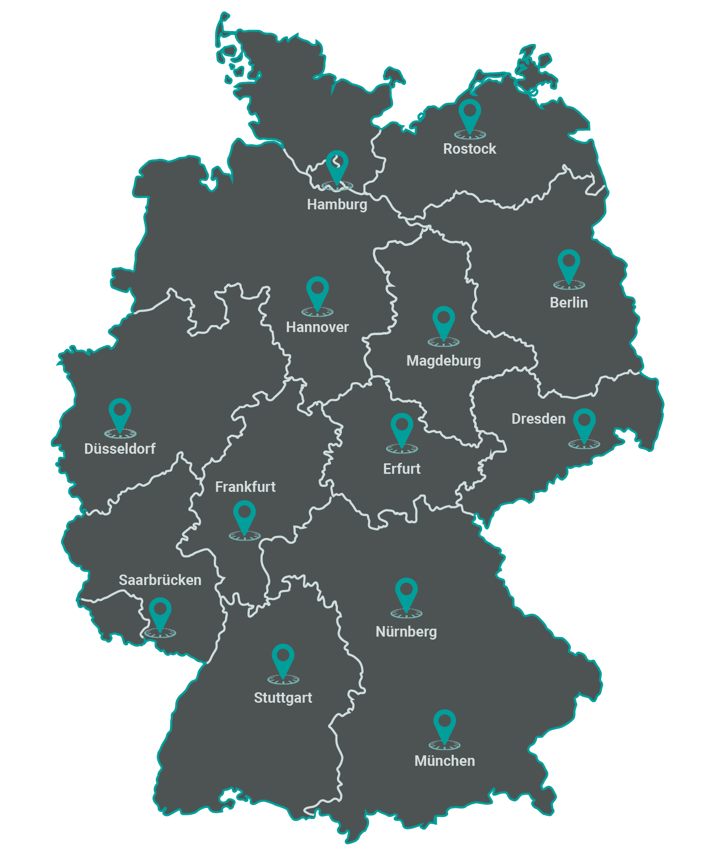 Deutschlandkarte mit Standorten